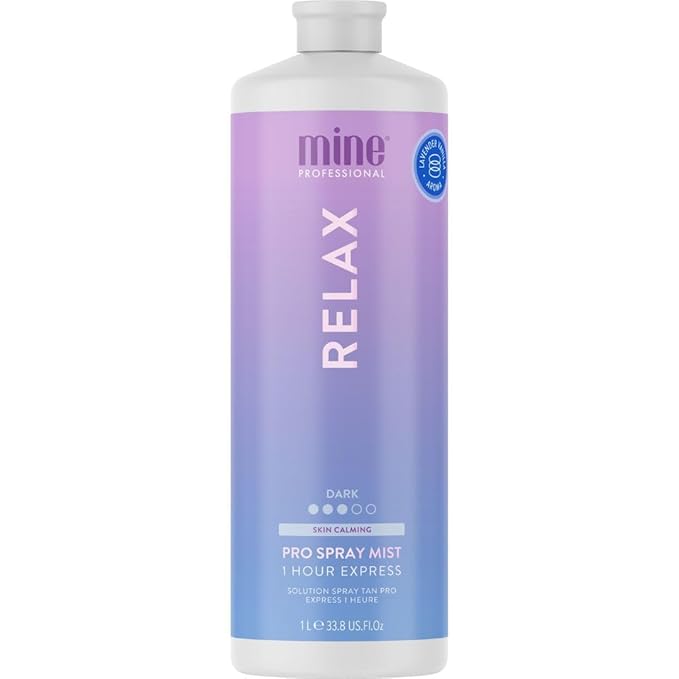 MineTan Spray Tan Solution | Relax - Fake Tanning Mist Best for Dark Cool Bronzed Glow Skin Finish, Fast Drying, 1 Hour Express, Hydrating, Salon Professional Formula, Vegan, 33.8 Fl Oz