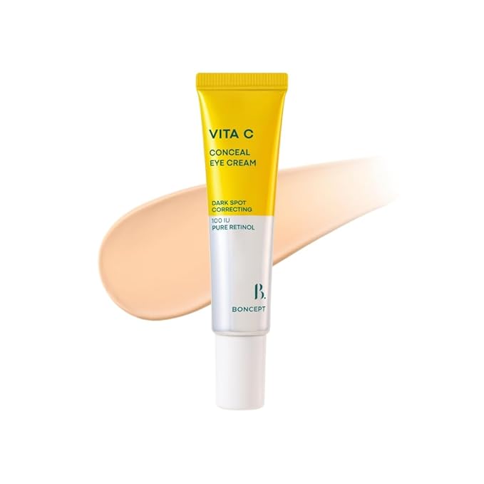Vita C Conceal Eye Cream - Hydrating Color-Correcting Korean Eye Cream for Dark Circles with Vitamin C, Retinol | Light Medium, Dewy Finish, Medium Coverage | 0.34 fl. oz. / 10ml