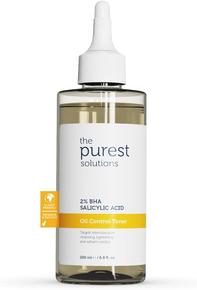 The Purest Solutions Oil Control Toner (2% BHA Salicylic Acid) - Oily, Pore Balancing Toner for Acne & Scarred Skin - Blackhead Targeted Formula - Vegan | Cruelty Free | Eco Friendly (6.76 fl. oz)