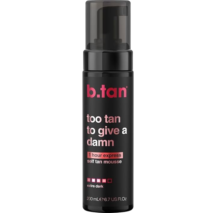 b.tan Ultra Dark Self Tanner Mousse | Too Tan - Best, 1 Hour Express Sunless Tanning Foam, Gold Bronzing Glow, No Fake Tan Smell, Face & Body, Vegan, Cruelty & Paraben Free, 6.7 Fl Oz