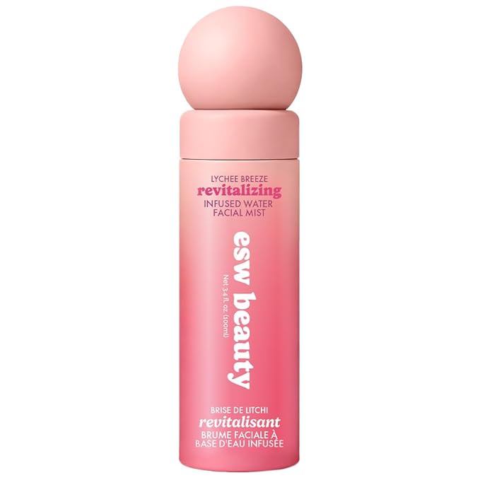 ESW Beauty Lychee Breeze Facial Mist - Hydrating Face Spray Toner with Lychee Water, Lime, Green Tea & Caffeine - Prime & Set Makeup - Revitalizing Mist for Radiant Skin
