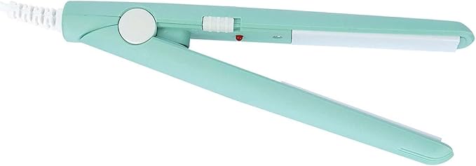 Mini Hair Straightener 2 in 1 Straight and Curly Hair Flat Iron Ceramic Tourmaline Plate 100-240V 20W US Plug (Green)