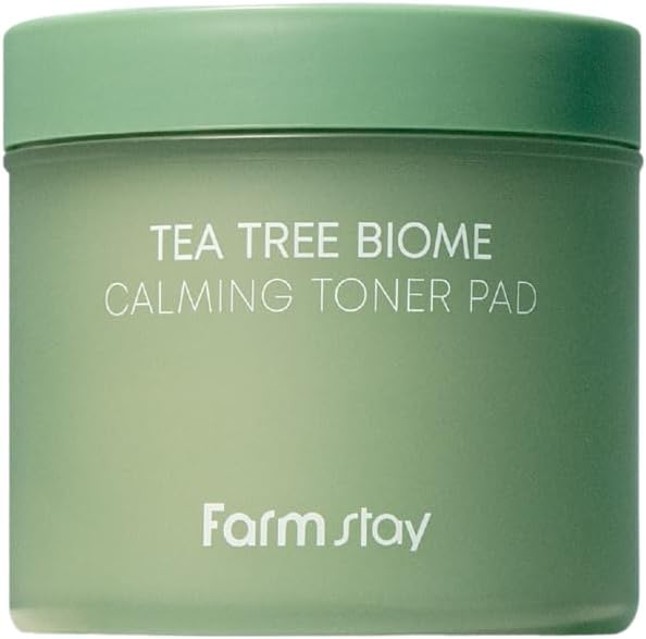 FARMSTAY Tea Tree Biome Calming Toner Pad - Gentle Exfoliating Daily Face Toner Pad, Exfoliation with PHA, 140ml / 70 Pads