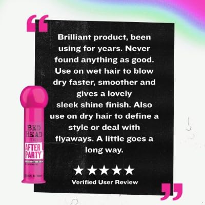 TIG Bed Head TIGI After Party Smoothing Cream 2 Pack Ultimate Frizz Control Hair Care Products for Smooth, Shiny Hair, Summer Fruit Medley Scent, 3.38 Oz Each