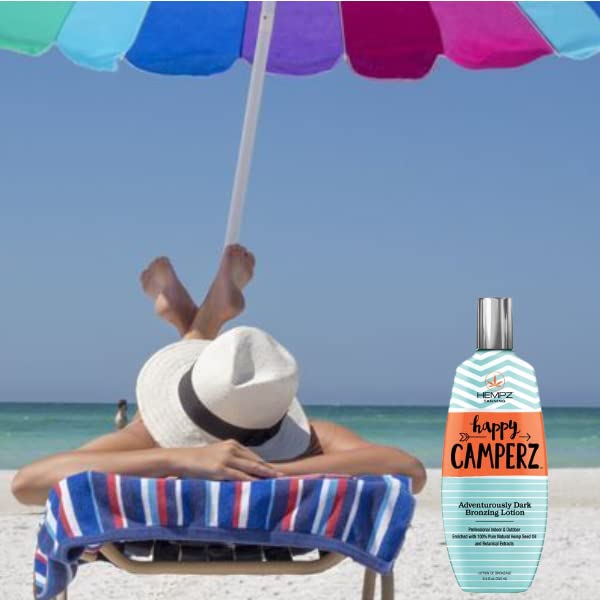 HEMPZ Happy Camperz Natural Bronzer - Herbal Moisturizing Self Tanning Lotion for Tanning Beds, Beach, Sun 8.5 Fl OZ