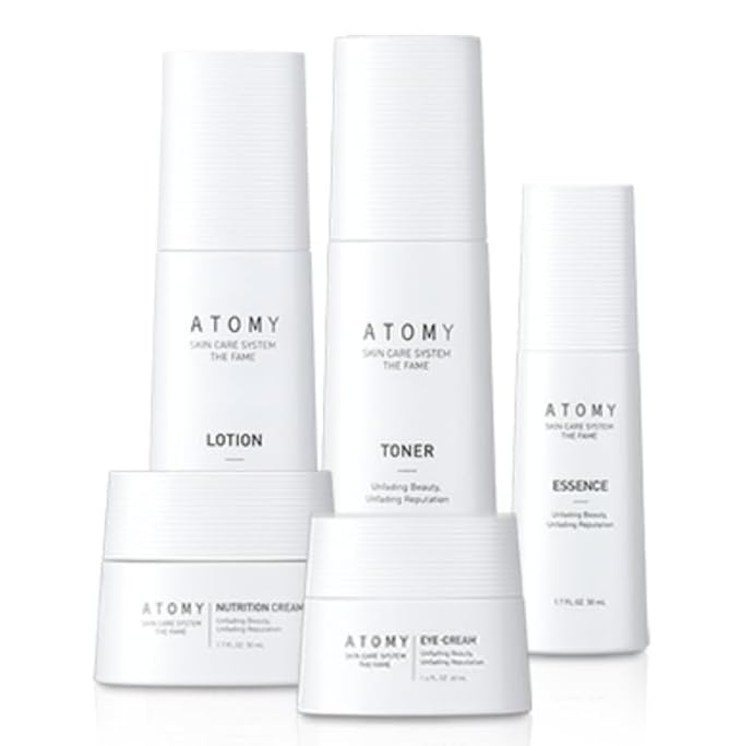 The Fame Skin Care System 1 SET/Daily Hydration Routine Kit Including Toner, Lotion, Essence, Eye Cream & Nourishing Cream – Lightweight Moisturizing Facial Care Set for All Skin Types