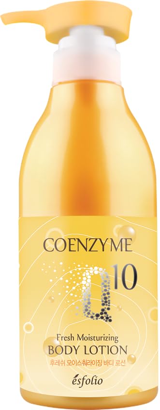 esfolio Coenzyme Q10 Body Lotion – Moisturizing Shower Gel with Grapefruit, Lemon & Pearl Extracts – Lightweight Hydration for Dry Skin – Korean Skincare (500 ml / 16.9 fl oz)