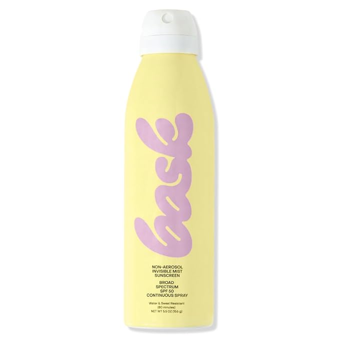 Bask Suncare SPF 50 Sunscreen Spray - Non-Aerosol, Broad Spectrum UVA/UVB Protection, Dermatologist Recommended, Moisturizing, Lightweight & Non-Greasy, 5.5 oz