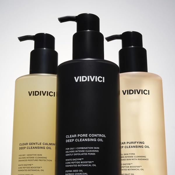 VIDIVICI Clear Deep Cleansing Oil Trio (1.01 fl oz X 3) - Dissolves Waterproof Makeup, Hydrating Cleanser, Travel Friendly