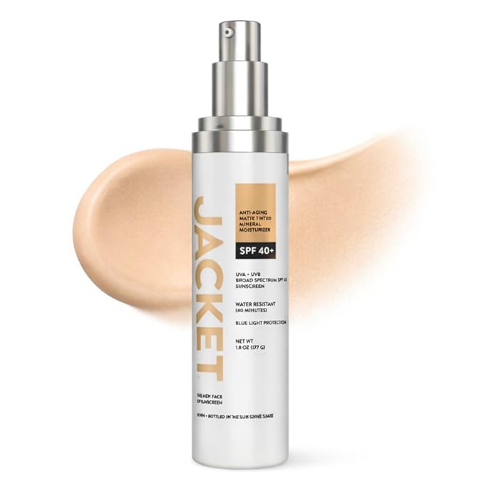 SPF 40+ Anti-Aging Tinted Mineral Moisturizer for Face, Broad Spectrum Sunscreen with Matte Finish, Lightweight Water-Resistant Daily UV Protection, Blue Light Defense, Hydrating Skin-Perfecting Tint