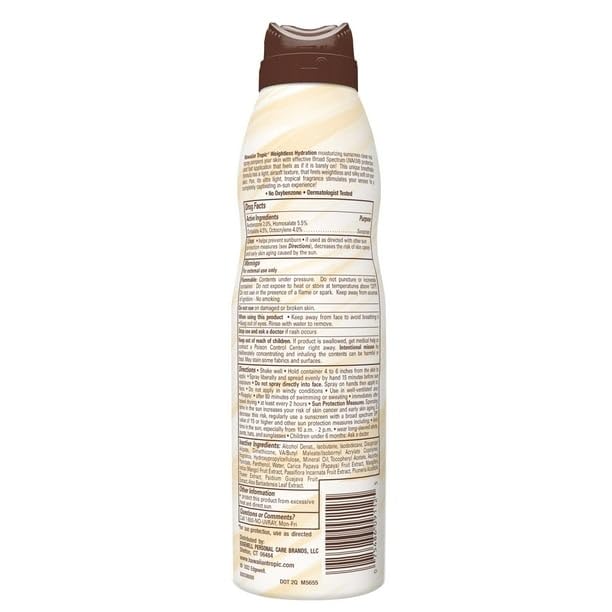 Tropic Weightless Hydration Clear Spray Sunscreen SPF 30, 6oz, With 12-Hour Moisturization, LIGHTWEIGHT AND NON-GREASY, ICONIC TROPIC SCENT
