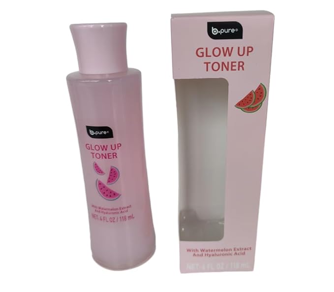 Glow Up b.pure Revitalizing Hydrating Night Cream-Watermelon Toner, Serum, Night Moisturizer & Biodegradable Niacinamide Capsules – Full Hydration No Alcohol-Set 4 Count