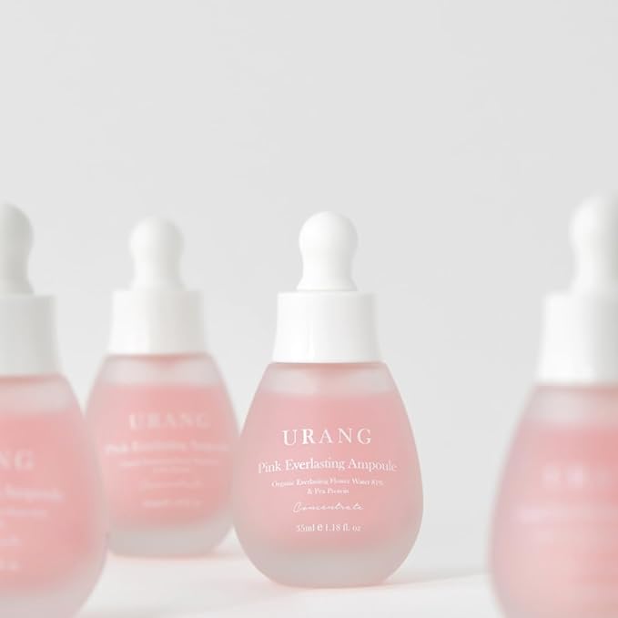 URANG Pink Everlasting Ampoule | Organic Moisturizer Supports Elasticity & Vibrancy for Dull Skin | Natural Vegan Skincare for Women, Men |1.18 Fl oz