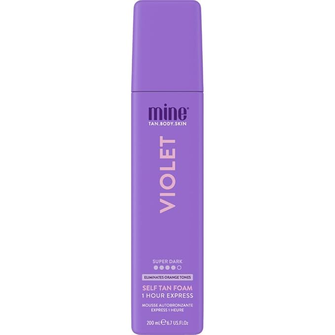Minetan Violet Self Tanning Foam | Color Base Tan Collection - Rich Dark Brown Bronze Glow, 1 Hour Instant Express, Face & Body Fake Sunless Tanner Mousse, For All Skintones, 6.7 Fl Oz