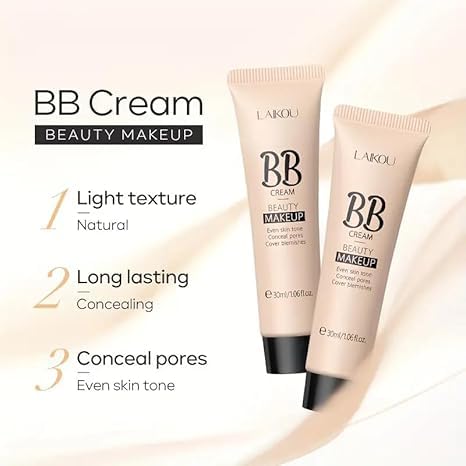 BB Cream, Coverage Waterproof Glow BB Cream + CC cream, Long-Lasting, Oil-Control, Pore-Hiding Foundation Makeup, Skin Care Foundation Makeup, Tinted Moisturizer, Moisturizer Face, 1.06oz