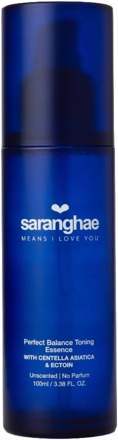 Saranghae Perfect Balance Toning Essence with Centella Asiatica & Ectoin Hydrating pH-Balancing Face Toner Essence with Niacinamide & Hyaluronic Acid Pore Refining Unscented For All Skin Types 3.38 oz