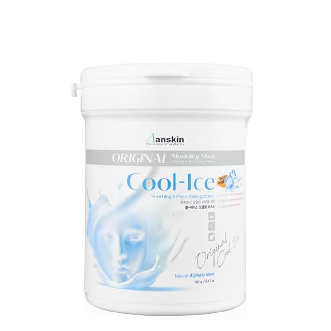 jNE Anskin Original Modeling Mask Powder Pack | Korean Skincare Face Pack for Calming Irritated Skin, Deep Hydration & Pore-Cleansing Care (8.47oz / 240g, Cool Ice)