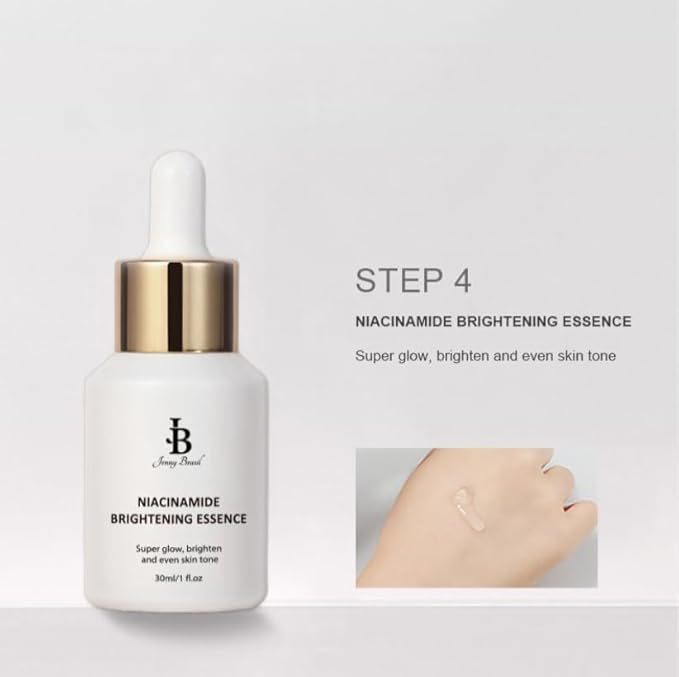 Jenny Brasil Niacinamide Skincare Routine Set, 4-Piece – Cleansing Cream, Hydrating Toner, Moisturizer & Brightening Essence