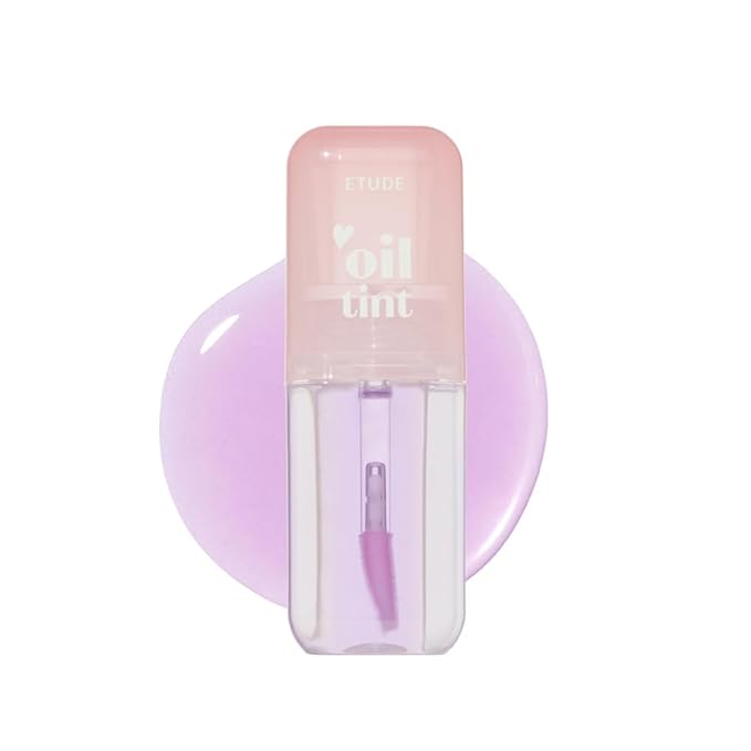 ETUDE Dear Darling Oil Tint #9 Purple Oil (0.14 fl.oz) | High Moisturizing and Strong Hydrating Lip Oil/Lip Gloss | Smooth and Moist Lips | Non-Sticky Lip Oil Tint For Dry Lips | Korean Makeup
