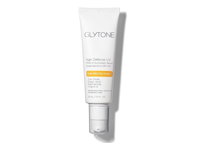 Glytone Age Defense UV Mineral Sunscreen Serum | Broad Spectrum SPF 50+ Sun Protection with Zinc Oxide, Ellagic Acid, Niacinamide & Vitamin E | Fragrance Free Lightweight Sunscreen for Face- 1.7 fl oz
