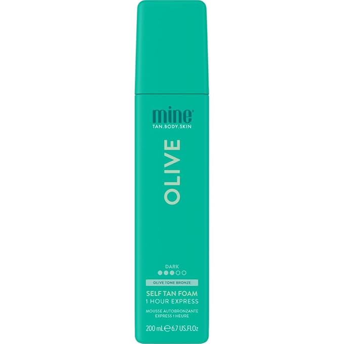 Minetan Olive Self Tanning Foam | Color Base Tan Collection - Dark Beach Bronze Glow, 1 Hour Instant Express, Face & Body Fake Sunless Tanner Mousse, For All Skintones, 6.7 Fl Oz