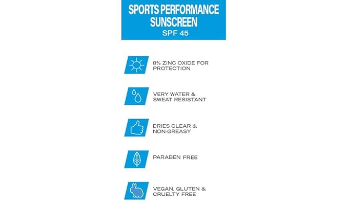 Zealios Sport Performance Original SPF 45 Hybrid Sunscreen 3 oz - Broad Spectrum, Water & Sweat Resistant (80 min) Non-Greasy, 8% Non-Nano Zinc Oxide Lotion for Swimming, Running & Cycling, Kids