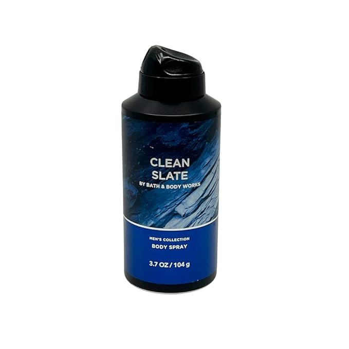 Bath & Body Works CLEAN SLATE 2pc bundle gift set for Men with a Blue Bow for Holidays & Gifts - Body Wash & Body Spray