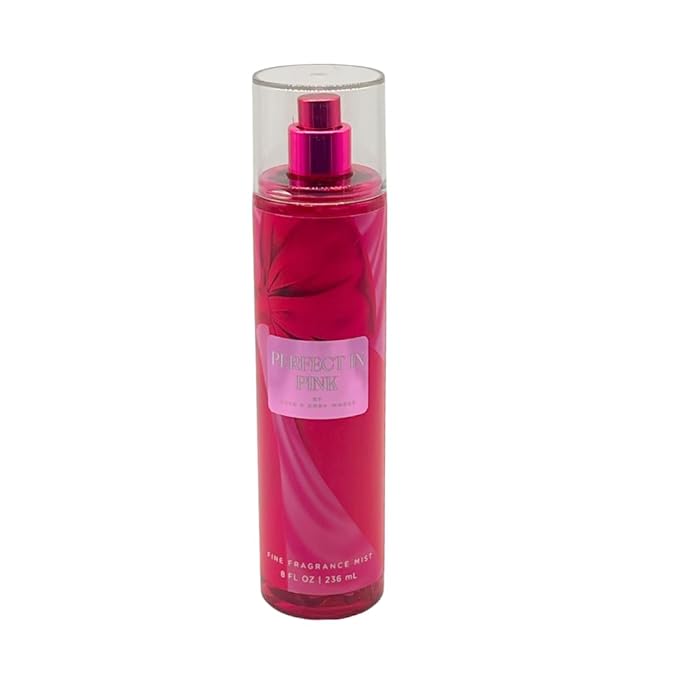 Bath & Body Works PERFECT IN PINK Fine Fragrance Mist, Ultimate Hydration Body Cream & Foaming Sugar Body Scrub 3-piece Gift Set with a Blue Bow for Holidays – Full Size