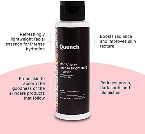 Quernch Intense Brightening Face Toner with Cherry Blossom Radiance & Glycerin | Korean Essence for Glowing Skin | Preps, Hydrates & Brightens Skin |Made in Korea (100ml)
