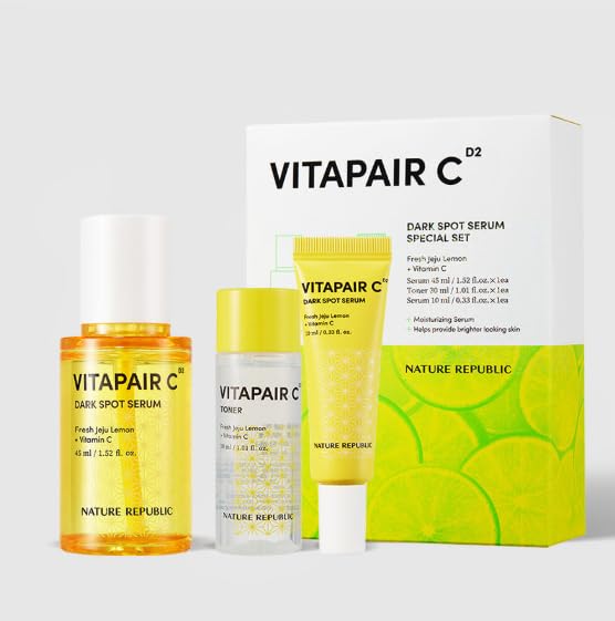 naturerepublic:VitaPair C Dark Spot Serum Special Set: VitaPair C Dark Spot Serum(45ml)+Toner (30ml) + tube (10ml) MADE IN KOREA