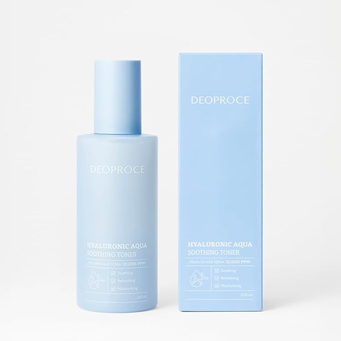Deoproce Hyaluronic Aqua Soothing Toner 200ml, Korean Skincare, Moisturizing, Skin Soothing, Hyaluronic Acid, Centella Asiatica, Hydrating