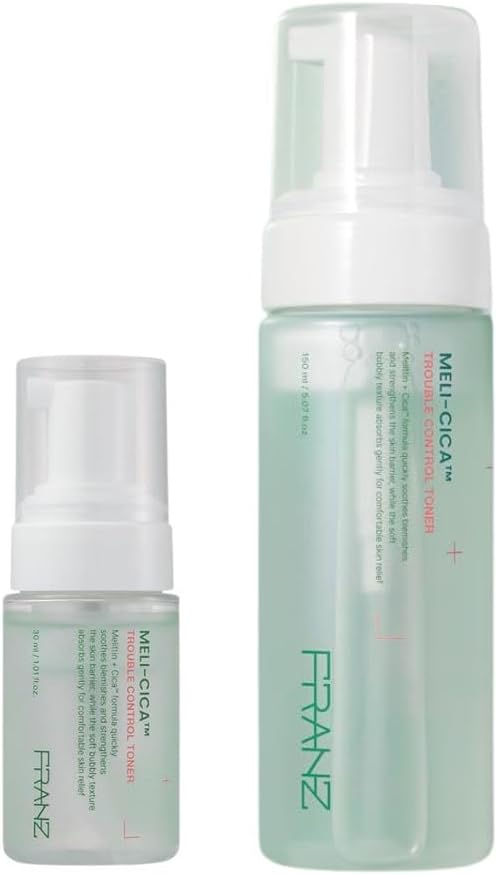 FRANZ Meli-CICA Trouble Control Toner Travel Kit Bundle – Soothing Acne Toner with Melittin & CICA – Oil-Free, Calming Formula for Sensitive & Acne-Prone Skin, 1 fl.oz.+5 fl.oz.