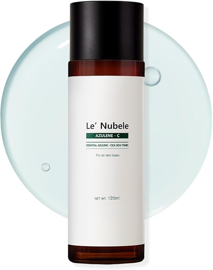 Le Nubele Azulene CICA Skin Toner for Clear Skin, Azulene 600ppm, Centella Asiatica 5000ppm, Hydrating, Non-Comedogenic, Calming, Redness Relief, Fungal Acne Safe, Korean Skin Care, 120ml/4.05 fl.oz.