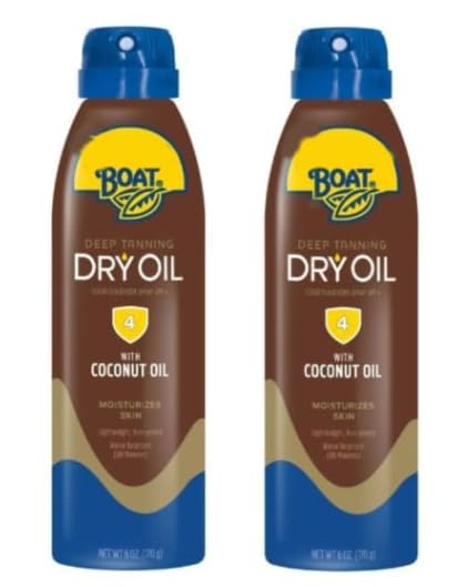 Bananas B'oat Deep Tanning Dry Oil Clear Spray Sunscreen SPF-4, Lightweight & Non-Greasy, 6 fl oz, 2 Pack