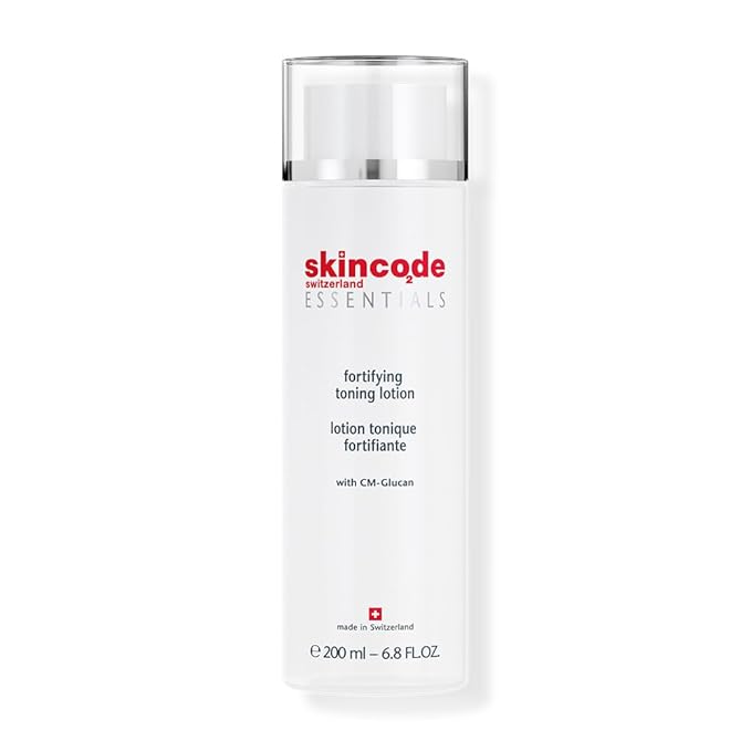 Skincode Fortifying Toning Lotion | Skin Care Toner for Face & Body | CM-Glucan, Hyaluronic Acid & Lactic Acid | Face Lotion for Women & Sensitive Skin | Vegan & Fragrance-Free | Switzerland, 200ml