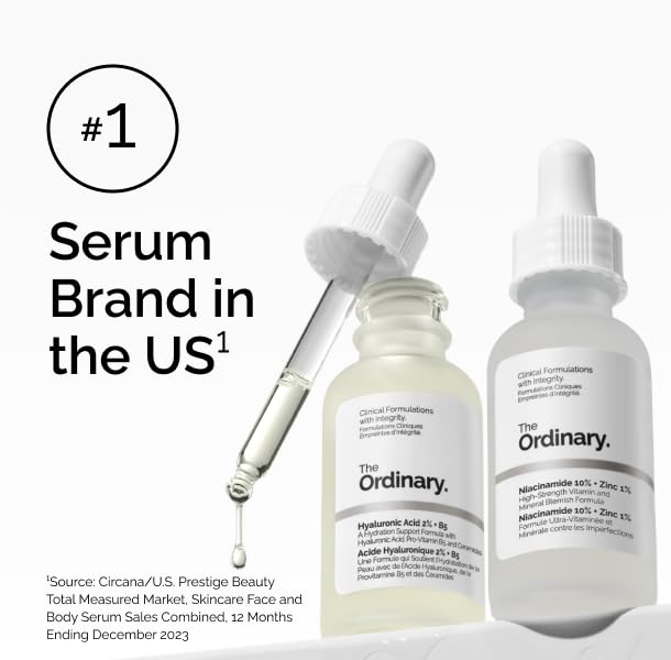The Ordinary 100% Plant-Derived Squalane,for Skin and Hair,Lightweight Hydration,and Moisture Barrier Support,1 Fl Oz,(Pack of 2)