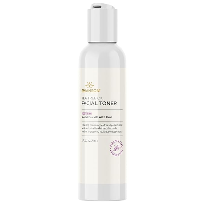 Swanson Tea Tree Oil Facial Toner with Witch Hazel 8 Ounce (237 ml) Liquid