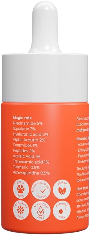 SKINVEST CEO 3 in 1 Serum Toner Moisturizer 50Ml Vitamin C with Niacinamide Hyaluronic Acid for Glowing Moisturized Skin Fights Acne Pimples Pigmentation Face Toner for Men Women for All Skin Types
