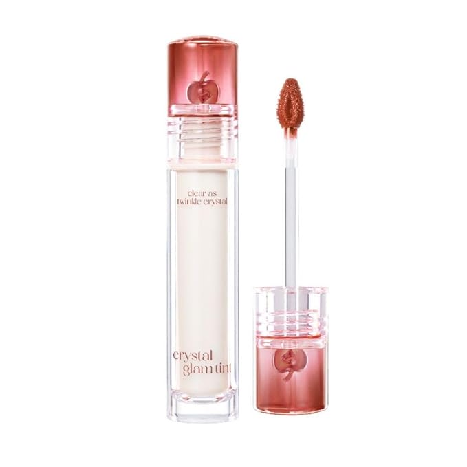 CLIO Crystal Glam Tint, Glossy Lip Tint with Glass-Like Shine, Lightweight Buildable Lip Stain, Long-Lasting Color, Non-Sticky, Rose Extract, Korean Lip Tint (020 VANILLA APPLE)