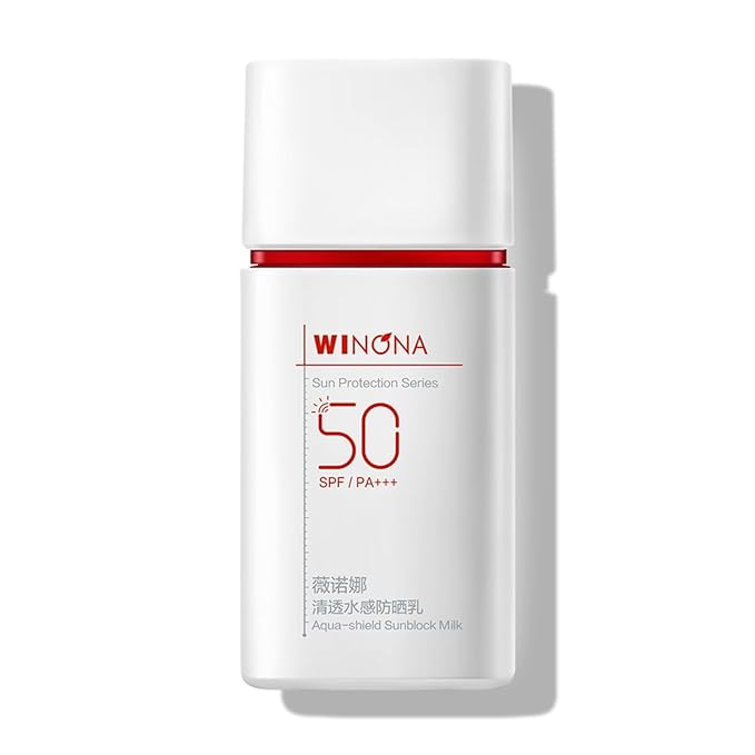 WINONA Sunblock Milk SPF 50+++, Alcohol-Free Face Sunscreen for Sensitive Skin, Lightweight & Non-Greasy, Waterproof Sun Protection, 1.76oz