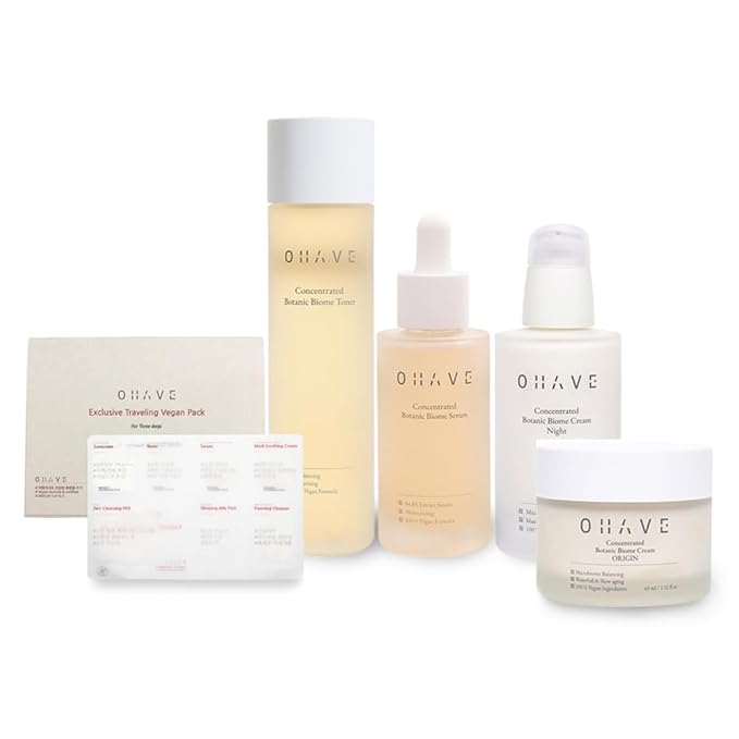 OHAVE Skin Care Total Solution Set- Toner & Serum & Day and Night Cream (Free Travel Kit)
