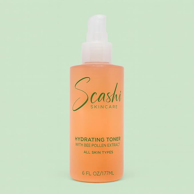 Hydrating Toner with Bee Pollen Extract- All Skin Types. Ginseng, Chamomile, and Geranium (6 fl oz/ 177 ml).