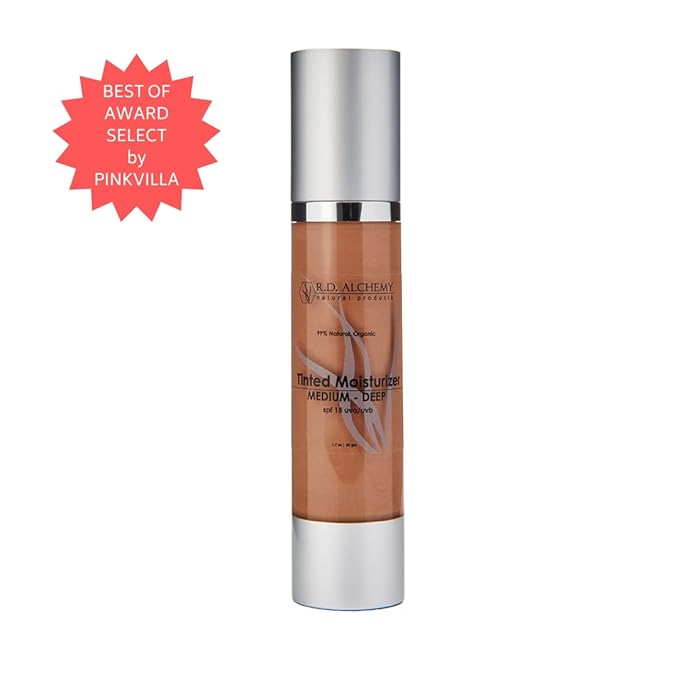 RD Alchemy - 99% Natural & Organic Tinted Moisturizer LIGHT - MEDIUM Shade with SPF. Best BB and CC cream for Normal to Dry Skin. Dark Circles & Blemishes, Reduced Pore Size, & Less Acne Breakouts.