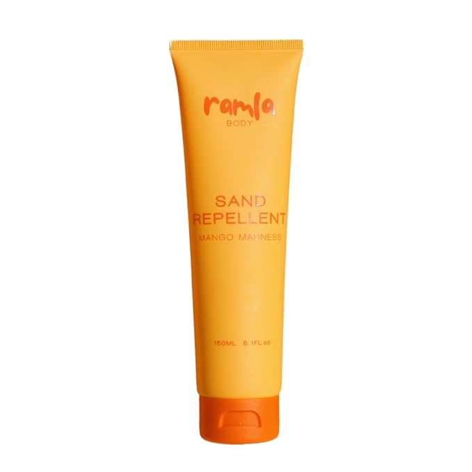 RAMLA Sand-Repellent Moisturizer – Lightweight, Non-Greasy Formula That Repels Sand – Hydrating Body Lotion for Beach Days – As Seen on Shark Tank (5.1oz, Mango Madness)
