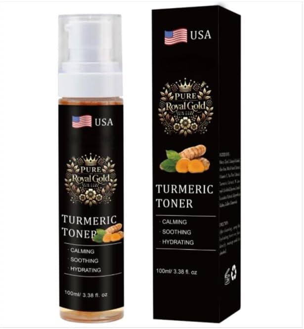 Pure Royal Gold Turmeric Facial Toner, 3.38 fl oz, Calming and Hydrating for Acne-Prone Skin