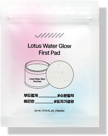 JINNYH Lotus Water Glow First Toner Pad (10 Pads) – Jeju Lotus Korean Toner Pads with MPD Tech, 400 000 ppm Lotus Essence, Vegan Cotton & Multi-Hyaluronic Acid