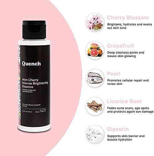 Quernch Intense Brightening Face Toner with Cherry Blossom Radiance & Glycerin | Korean Essence for Glowing Skin | Preps, Hydrates & Brightens Skin |Made in Korea (100ml)