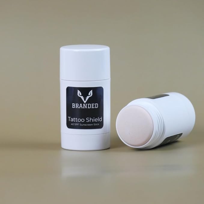 Tattoo Shield Natural Sunscreen Stick for Tattoos - SPF 40 UV Protection with Zinc Oxide, Avocado Butter, & Vitamin E