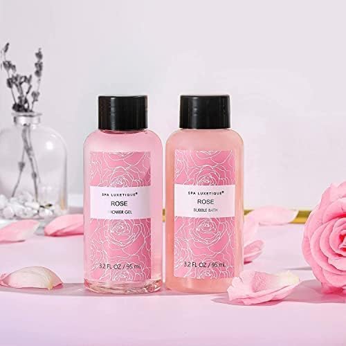 Spa Luxetique Gifts for Women, Bath and Body Gifts Set 6pcs Gift Baskets Rose Bath Sets for Women Valentine's Day Gifts for Her