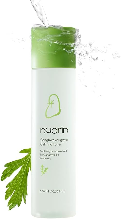 NUARIN Ganghwa Mugwart Calming Toner 200ml / 6.76 fl.oz | 77% Ganghwa-Origin Mugwort Extract | LHA Exfoliating Daily Toner for Pore & Sebum Care | Vegan | Korean Skincare